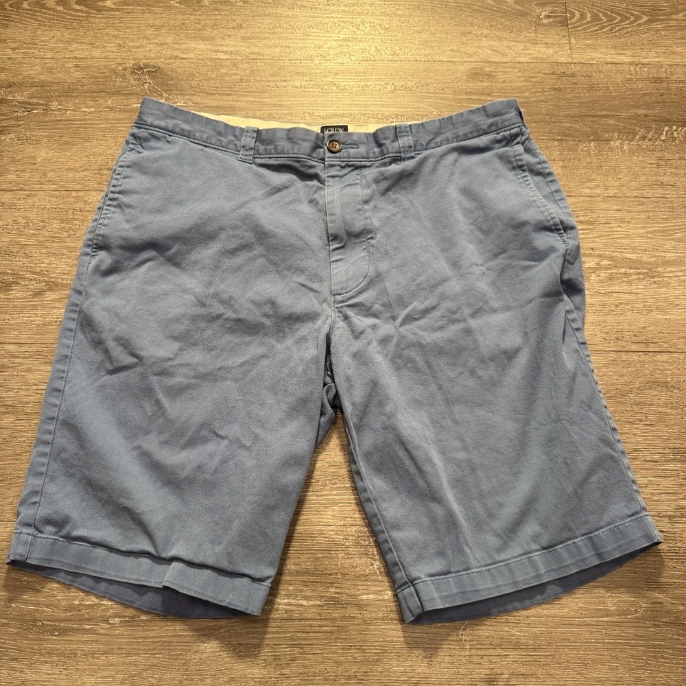 J Crew Shorts Mens 36 Blue Chino‎ Cotton Flat Front 11" Button Pockets Preppy